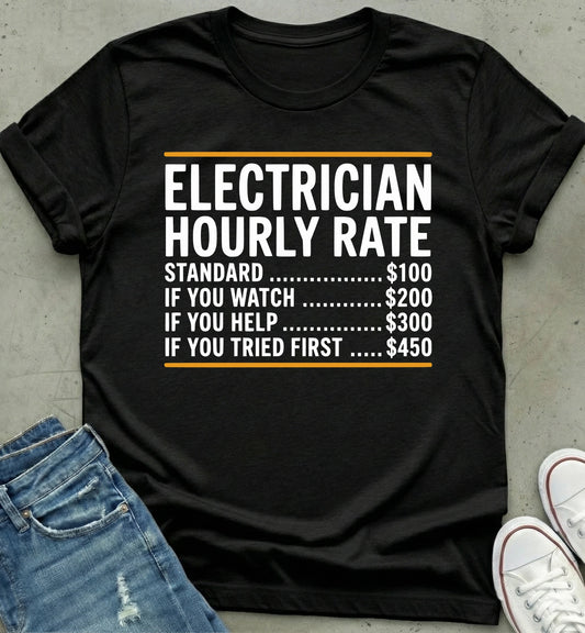 Electrician Hourly Rate Chart Tee