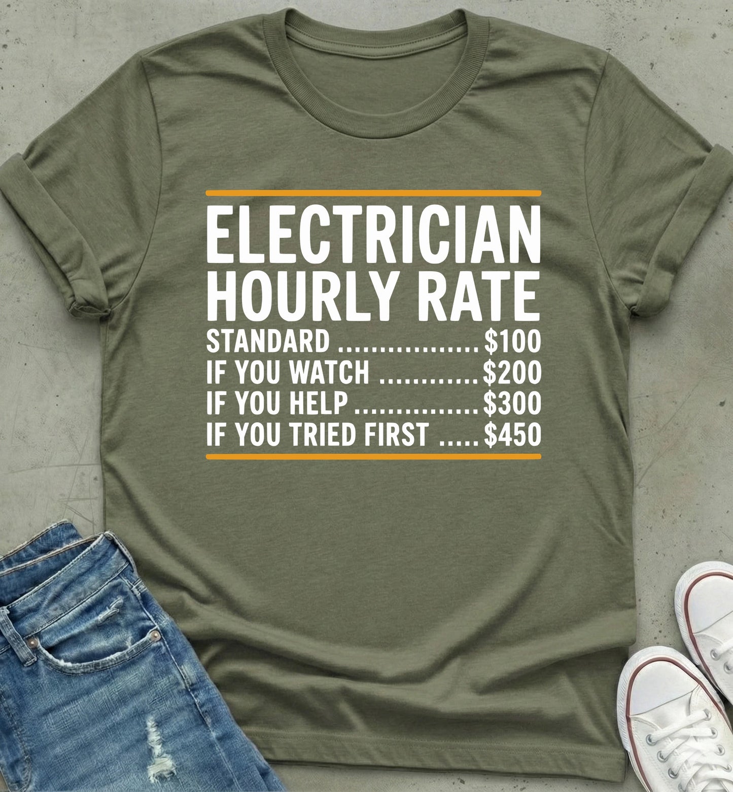 Electrician Hourly Rate Chart Tee